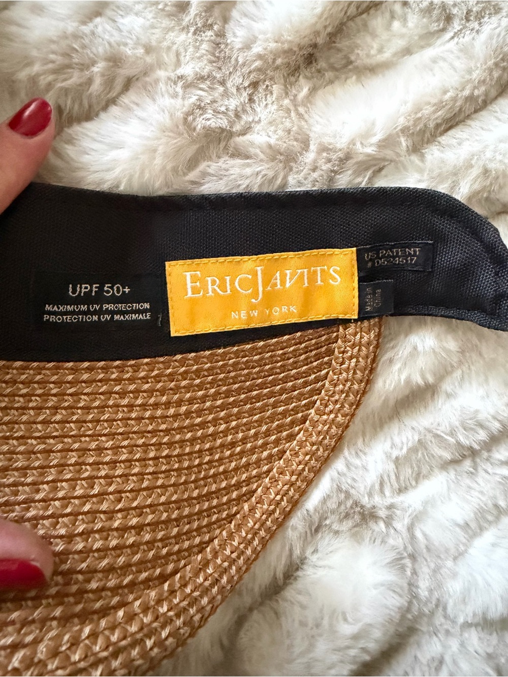 ERIC JAVITS SQUISHEE HALO HAT NATURAL/BLACK ONE SIZE ADJUSTABLE - Picture 11 of 14